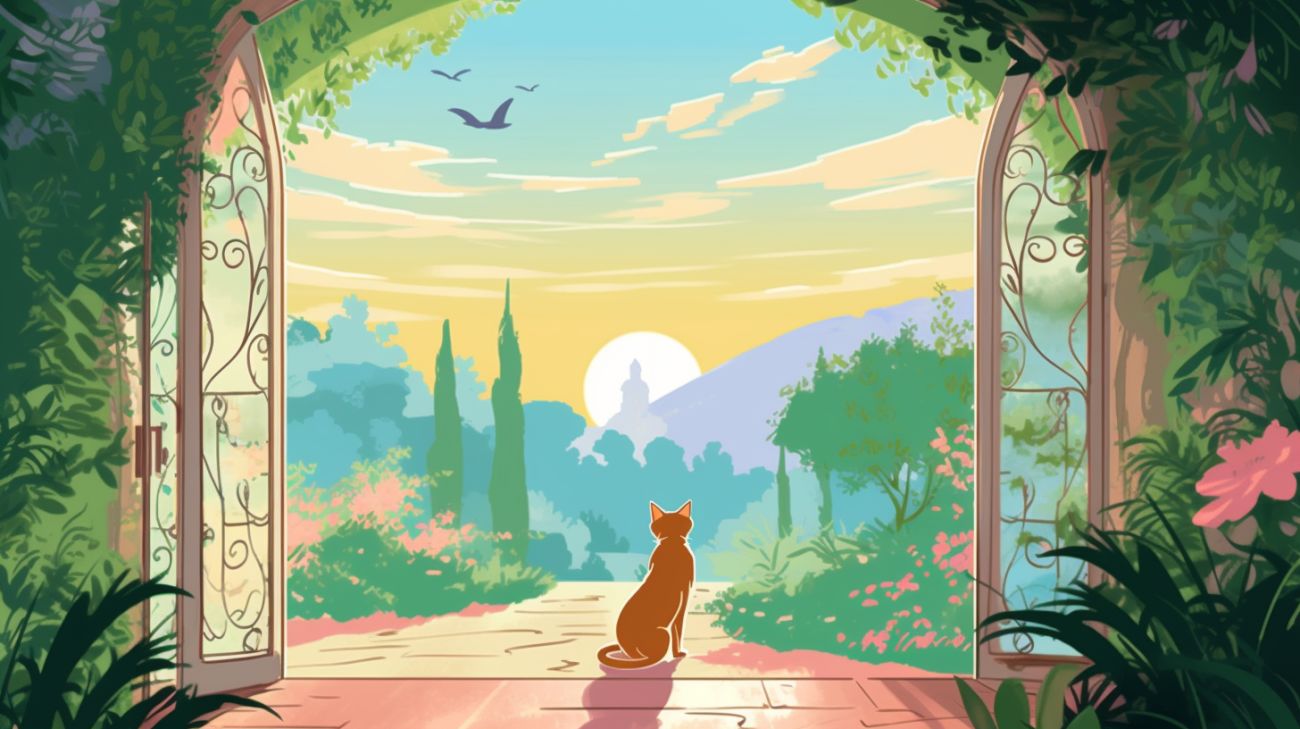 Een kat die voor het eerst de buitenwereld ontdekt