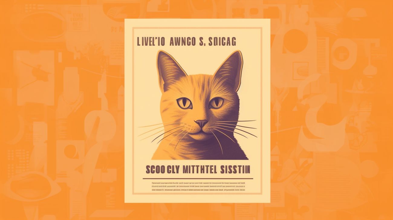 Example stylized missing cat poster with an orange cat in the center.