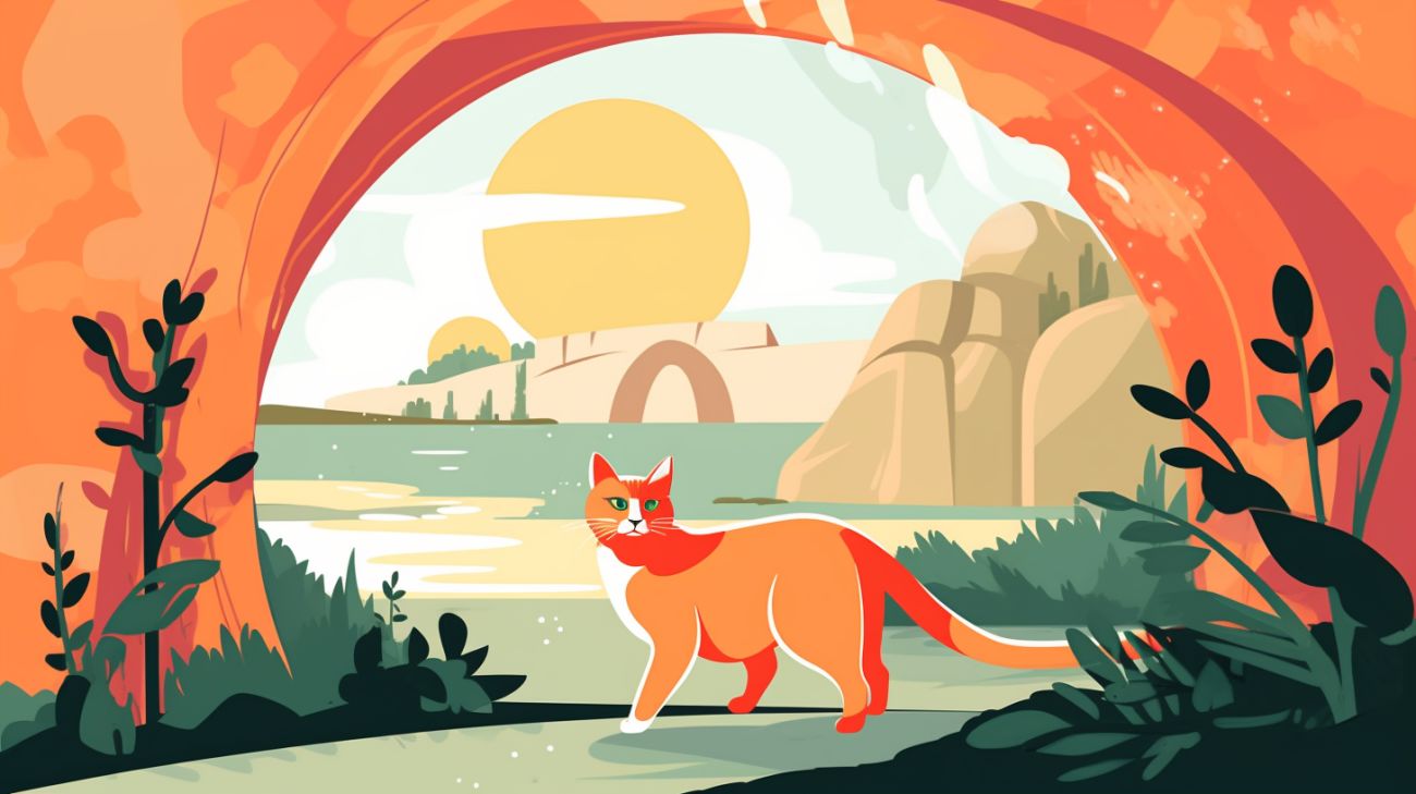 Een binnenkat die aarzelend een stap in de buitenwereld zet