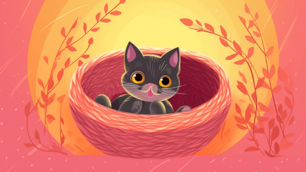 Een kitten die zich op een unieke plek verstopt