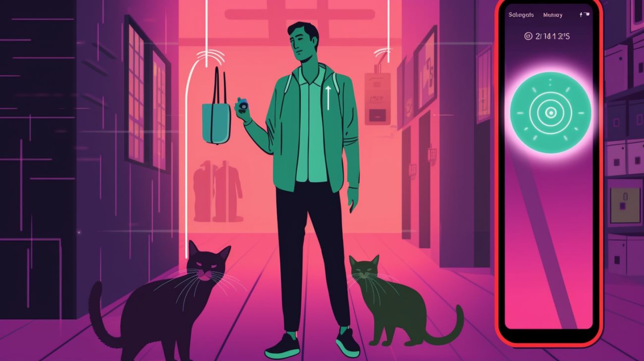 Eigenaar controleert 's nachts GPS-tracker op een kat