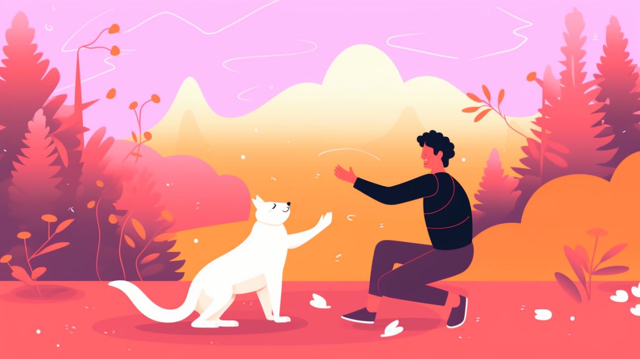 Afbeelding van een kat die met zijn eigenaar speelt