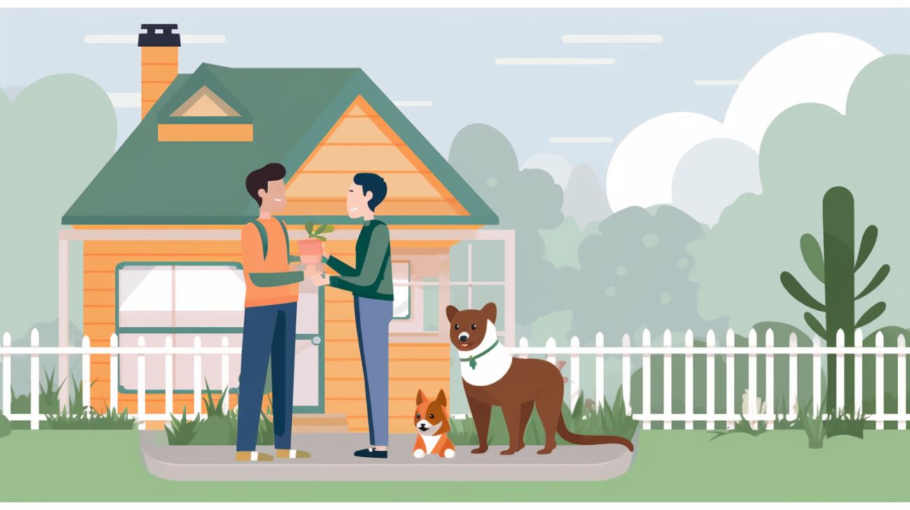 Neighbor receiving a lost cat flyer from pet owner
