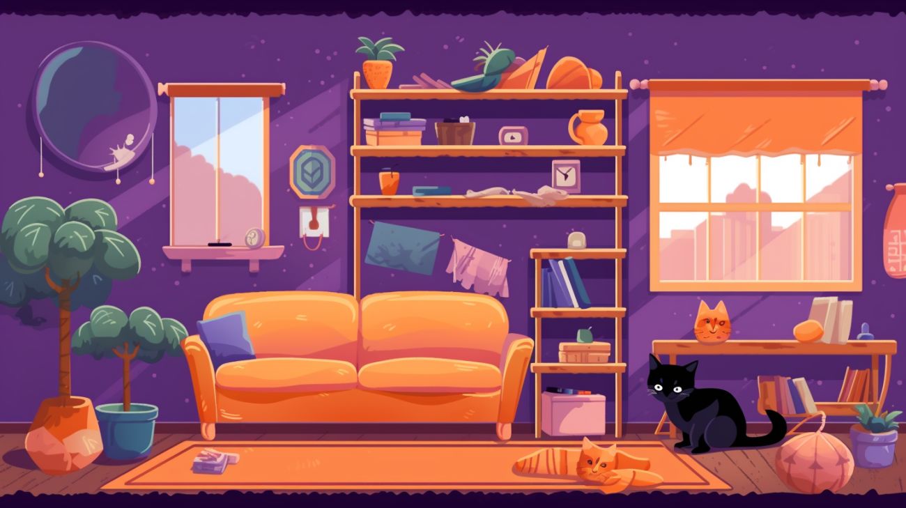 Un environnement intérieur confortable et sécurisé pour les chats avec beaucoup de cachettes et de jouets