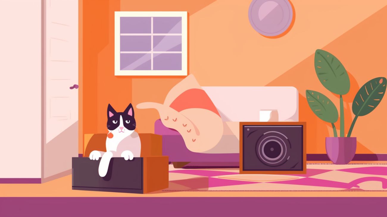 Een kat verstopt in een kleine ruimte