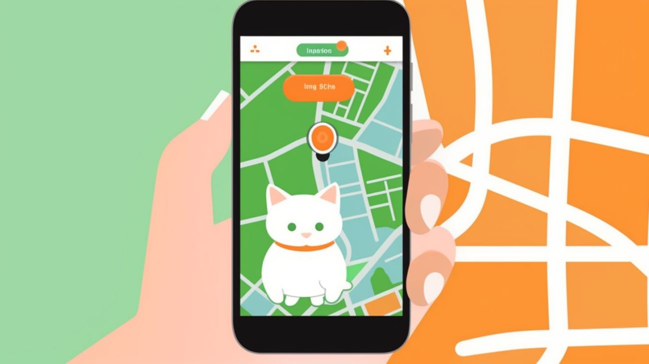 Imagen de un mapa en un teléfono para encontrar un gato perdido