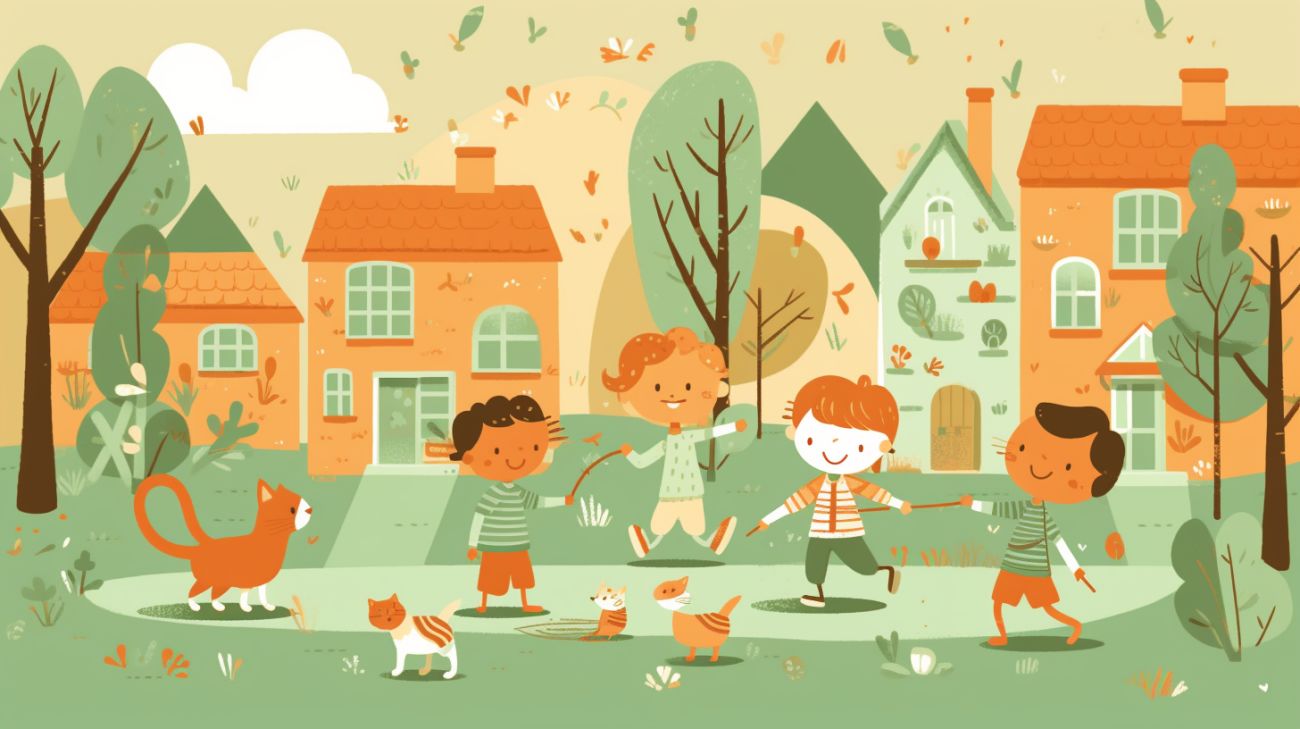Kinderen die helpen bij het zoeken naar een weggeraakt kitten