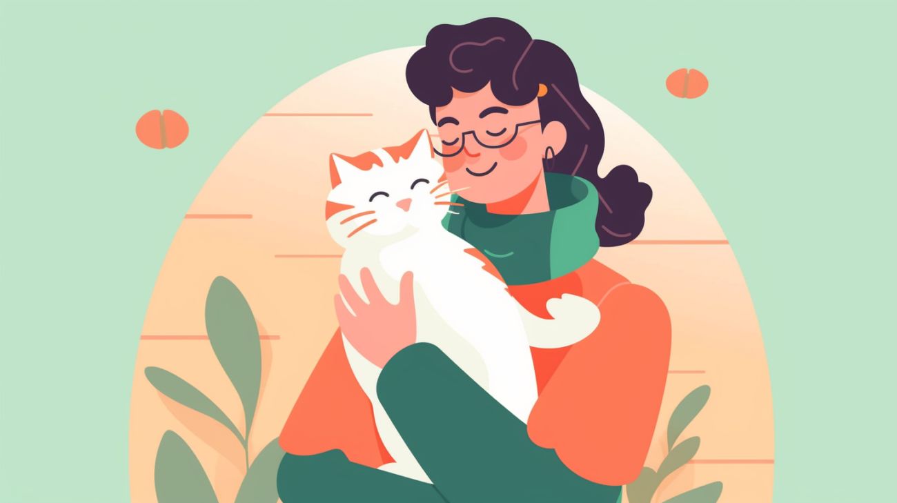 A happy cat owner reunited with their cat after using technology in their search