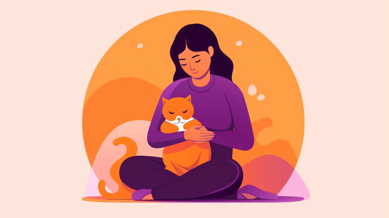 Persoon die hun gevonden kitten troost