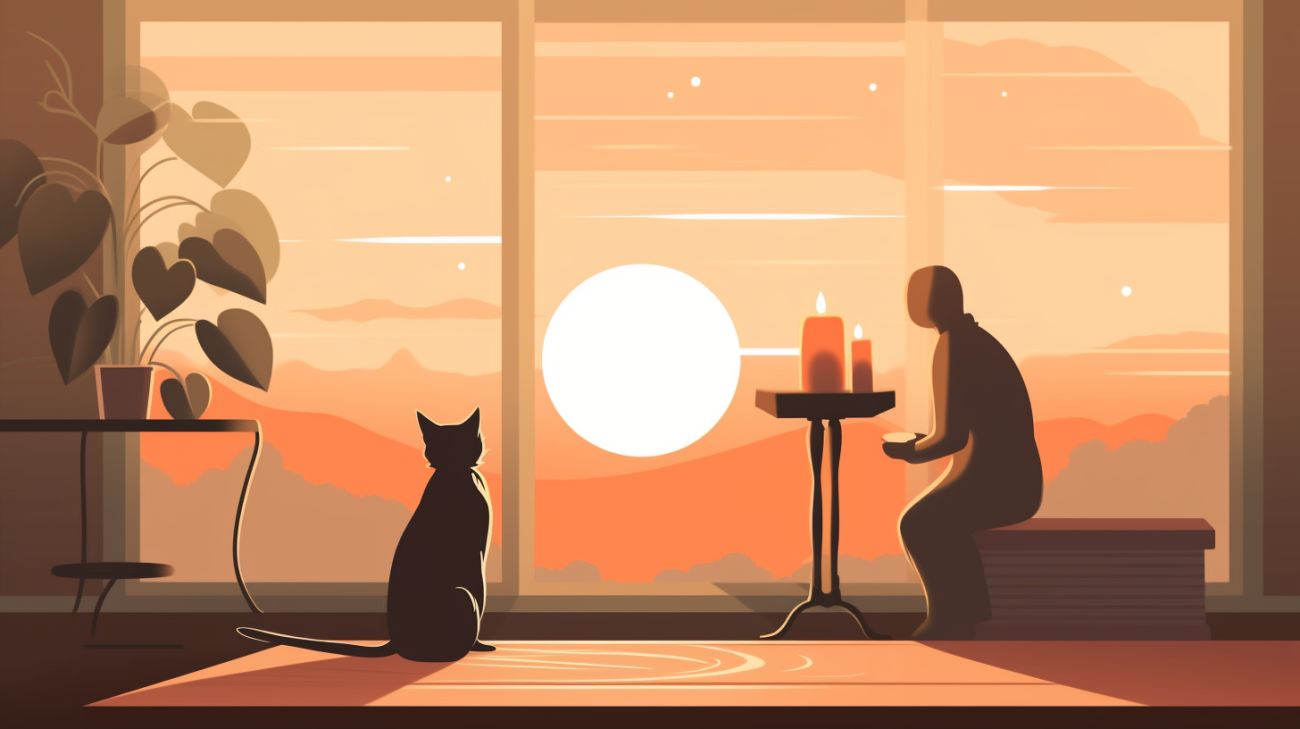 Persoon die een kaars aansteekt voor zijn vermiste kat