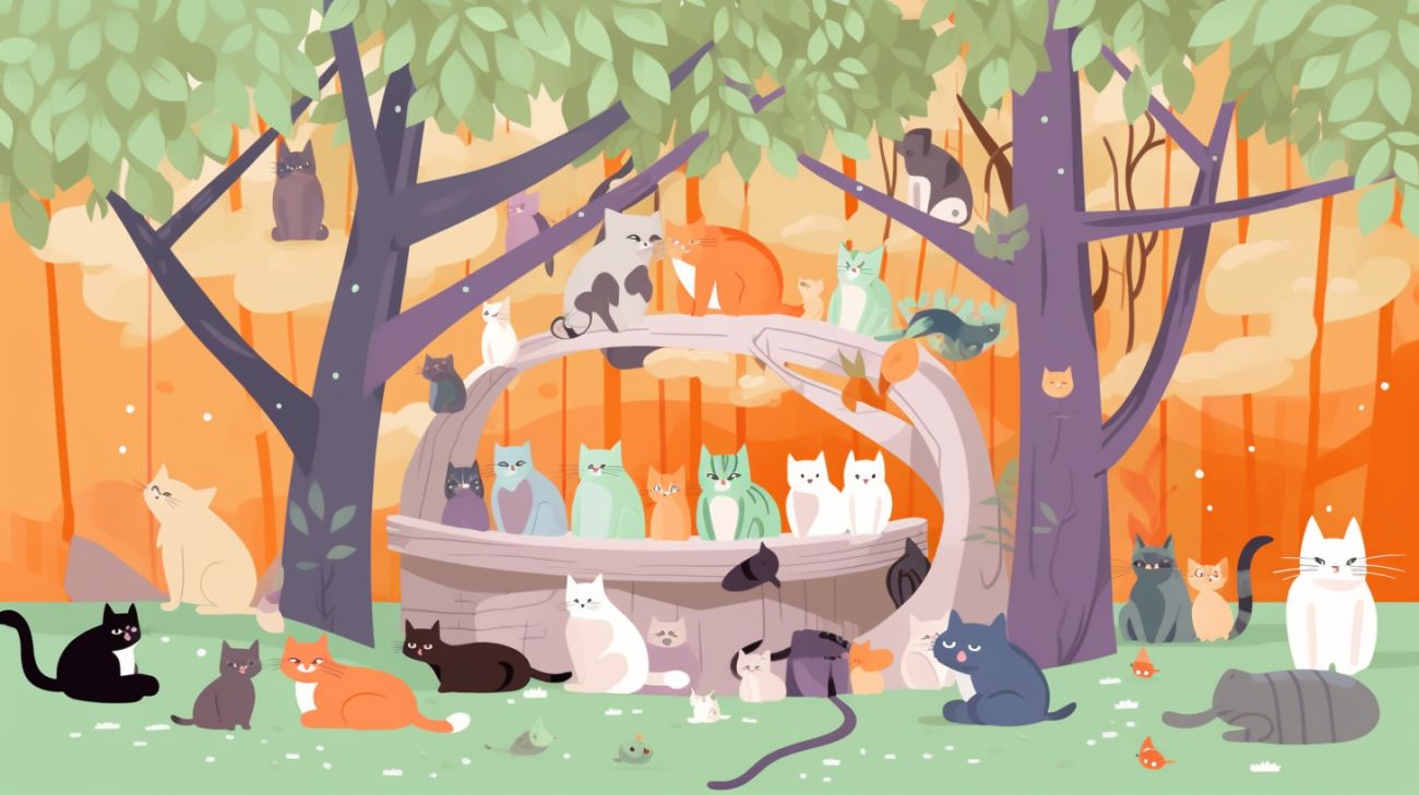 Verschillende kattenrassen op hun favoriete verstopplekken