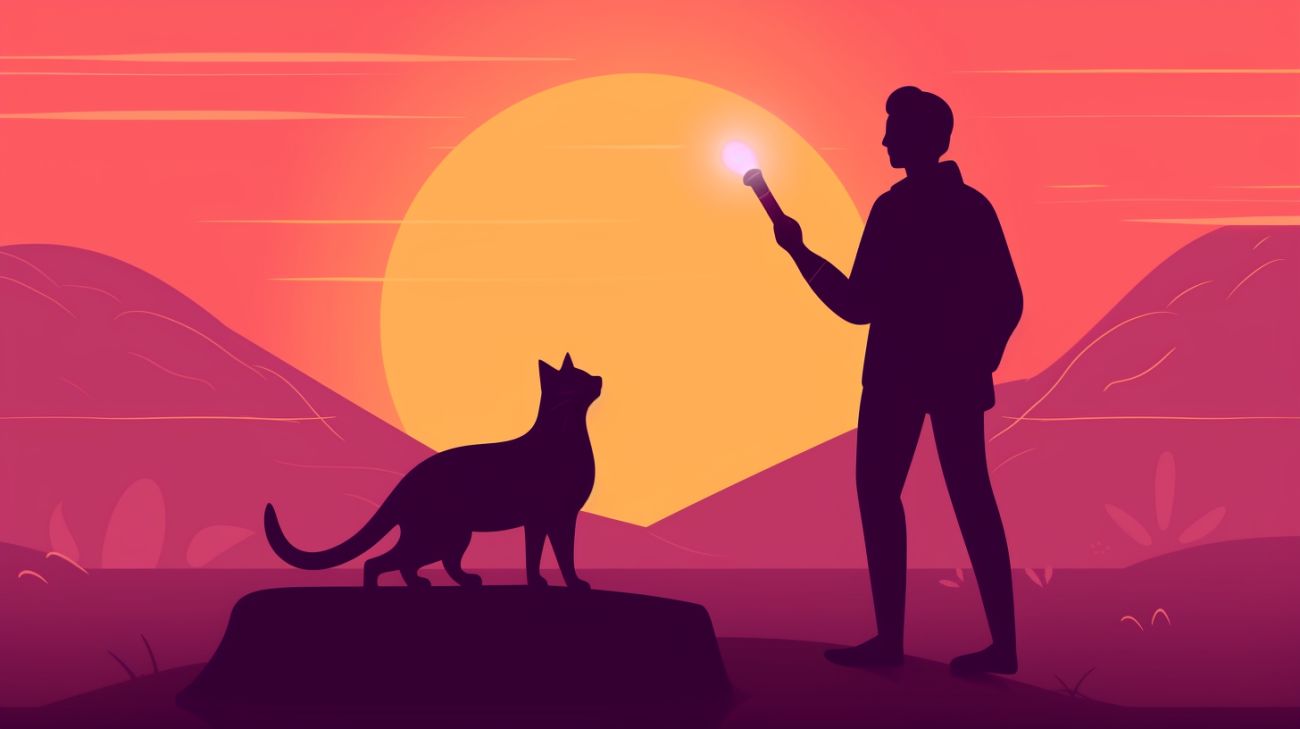 Image of a person searching for their missing cat with a flashlight