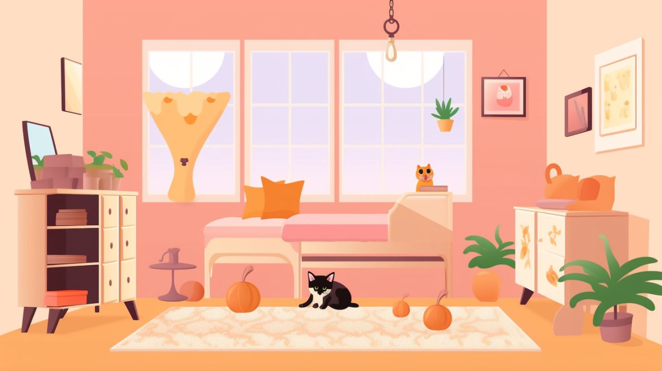 Een kamer die goed is voorbereid op het vinden van een verstopt kitten