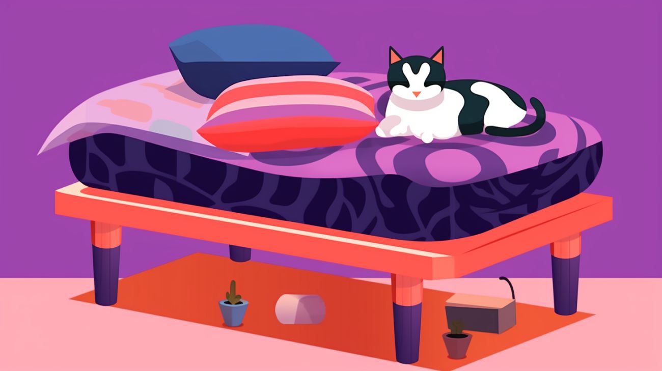 Een kat vermijdt een gevaarlijke verstopplek