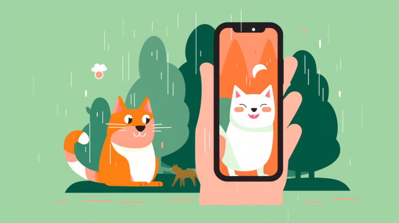 Een kat die wordt gevonden met behulp van een mobiele telefoon app