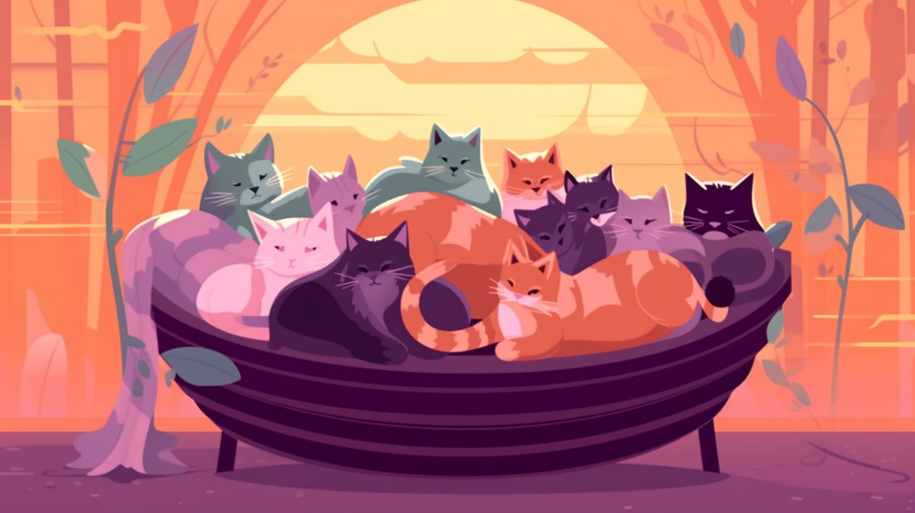 Katten gezellig samen verscholen op een warm plekje