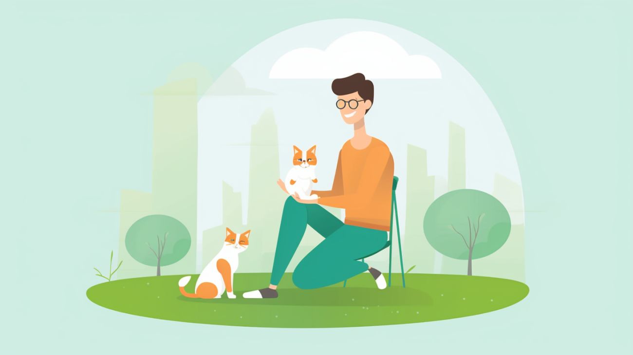 Persoon die mindfulness-technieken toepast om kalm te blijven tijdens het zoeken naar hun kitten
