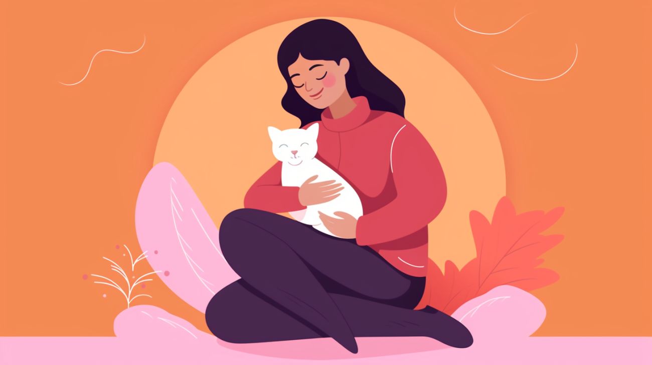 Persoon troost hun bezorgde kat