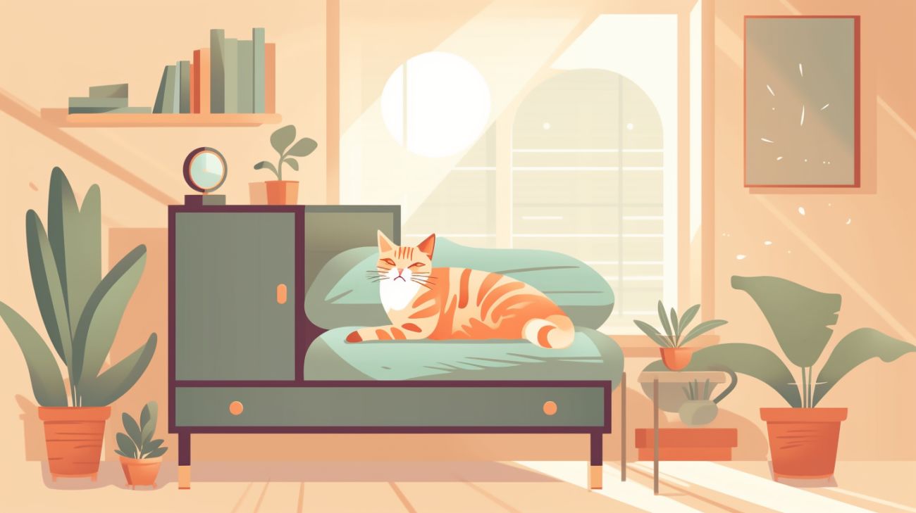 Afbeelding van een kat die zich verstopt vanwege gezondheidsproblemen