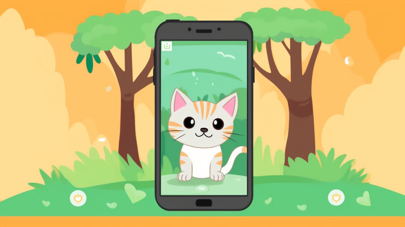 Een smartphone met daarop een sociale media post over een verloren kitten in het bos