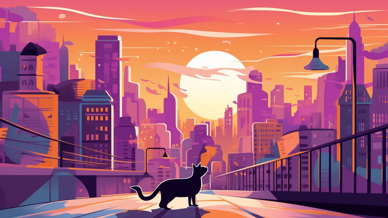 un gato perdido explorando la ciudad