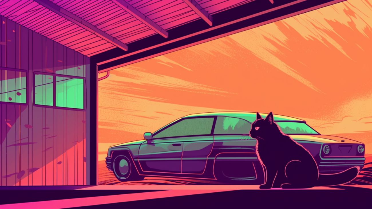 Kat verstopt onder een auto