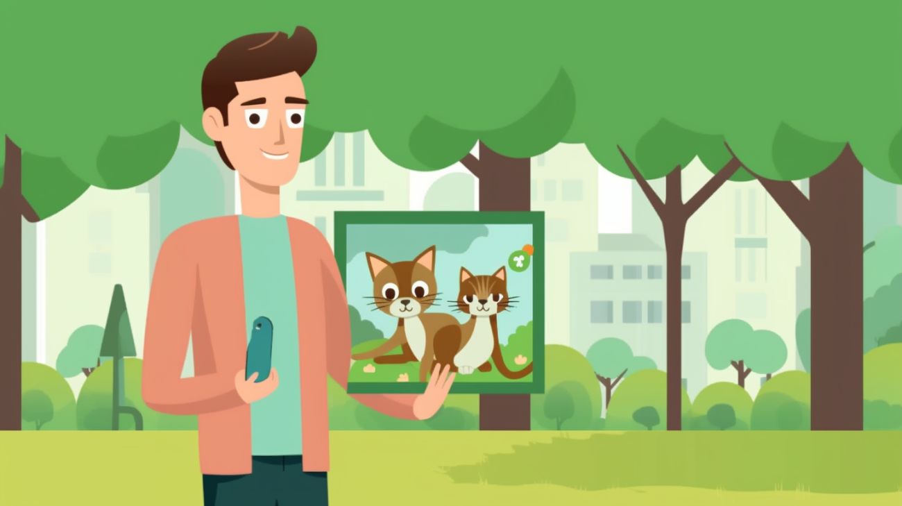 Bedroefde katteneigenaar met een 'kat vermist' poster