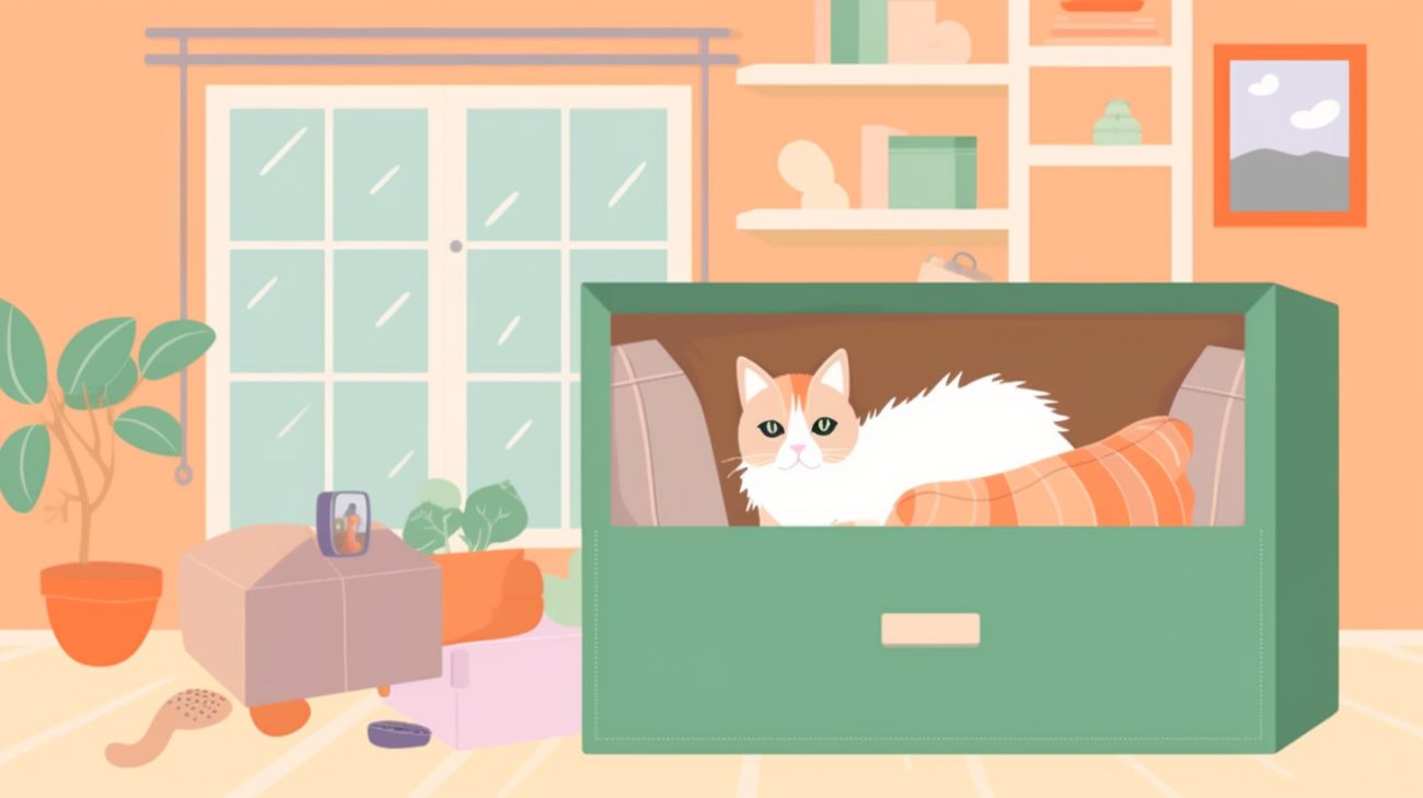 Een kat verstopt in een doos