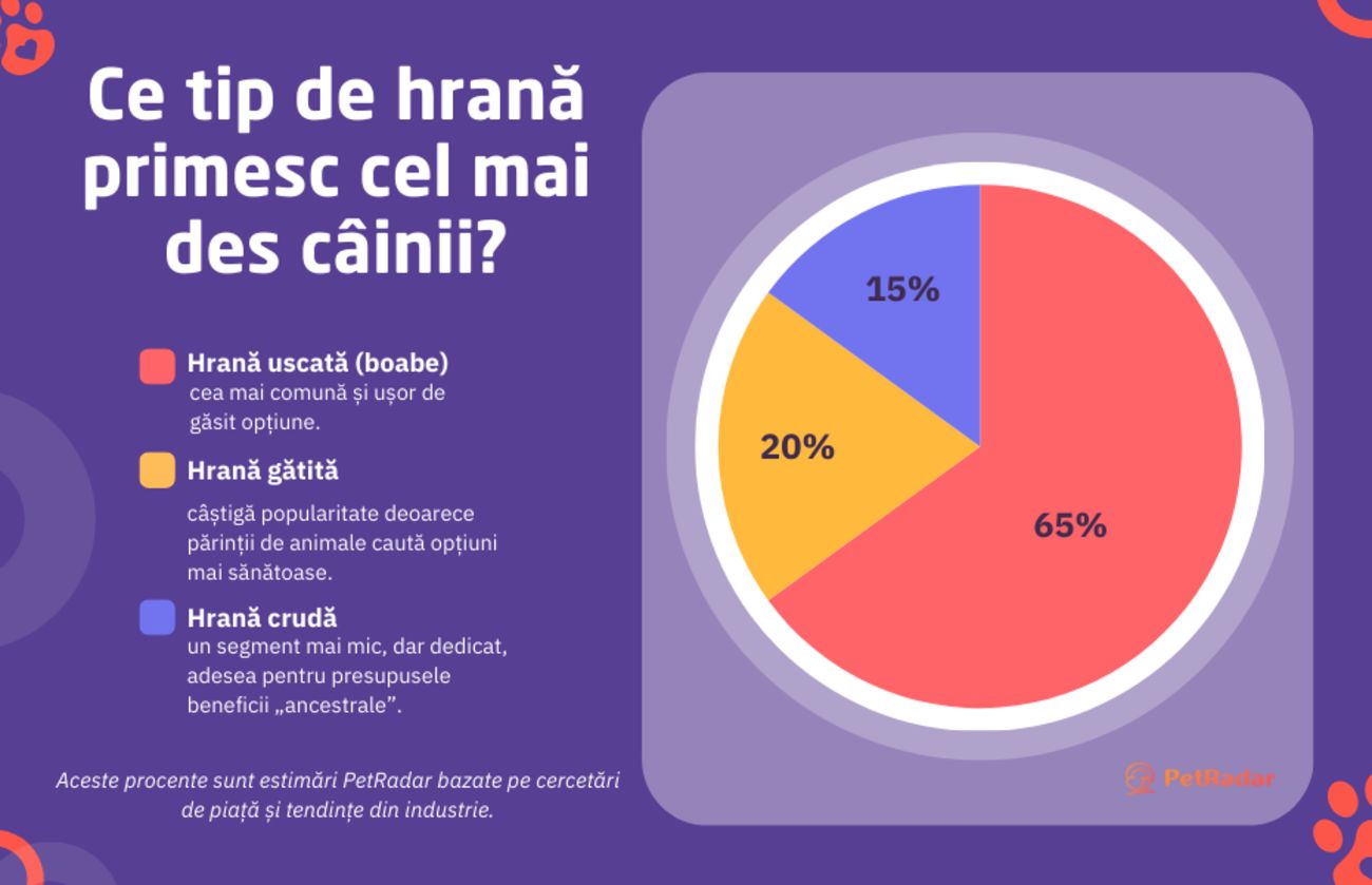 Grafic: Ce tip de hrană primesc cel mai des câinii