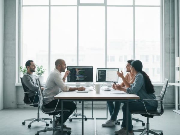 VersaNex team collaborating in a modern studio