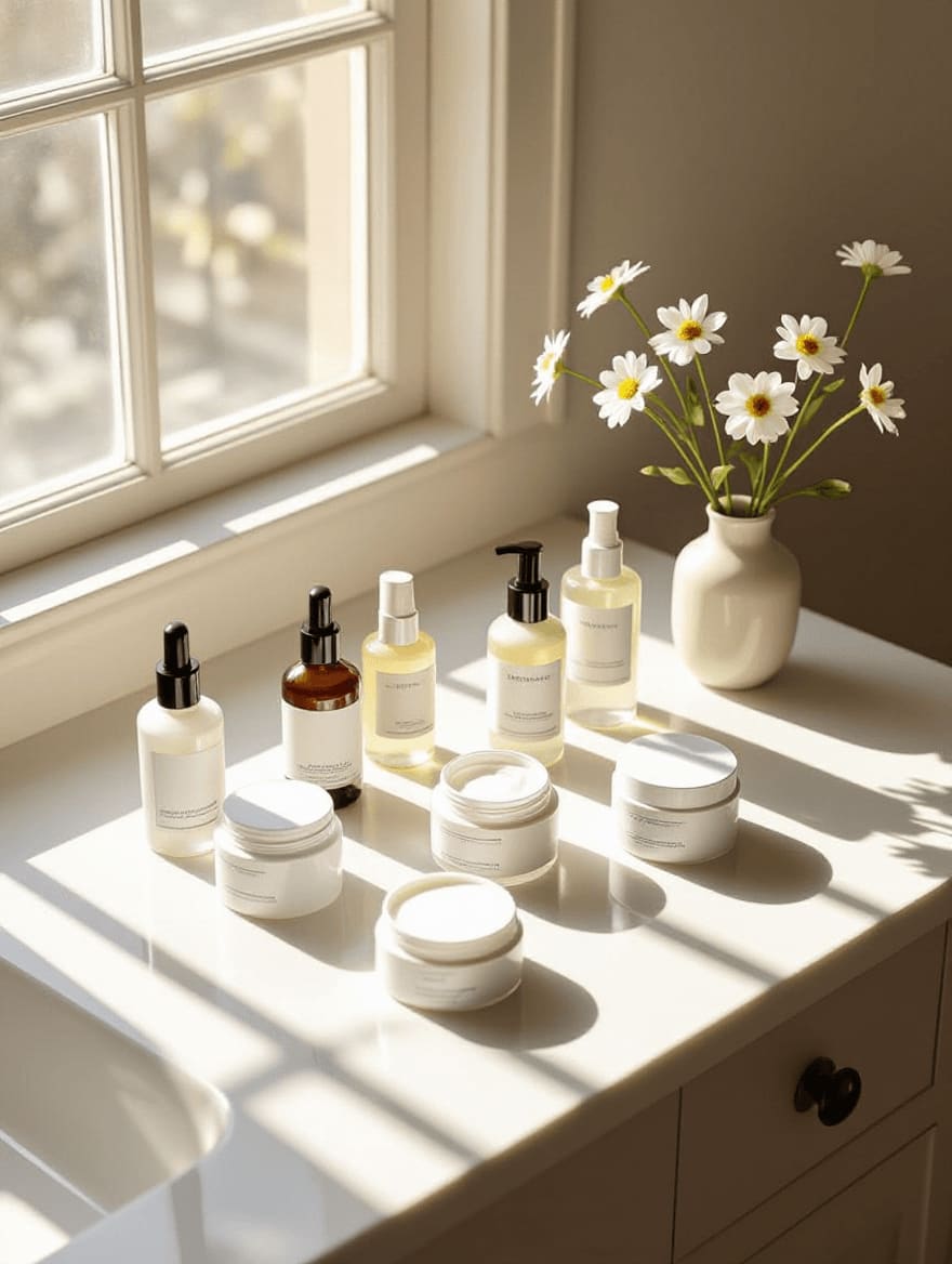 Strategic morning skincare routine arrangement for menopausal skin protection