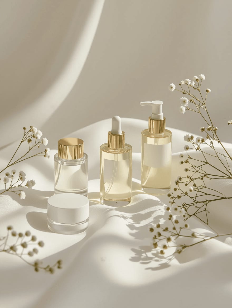 Carefully selected skincare products for sensitive aging skin routine