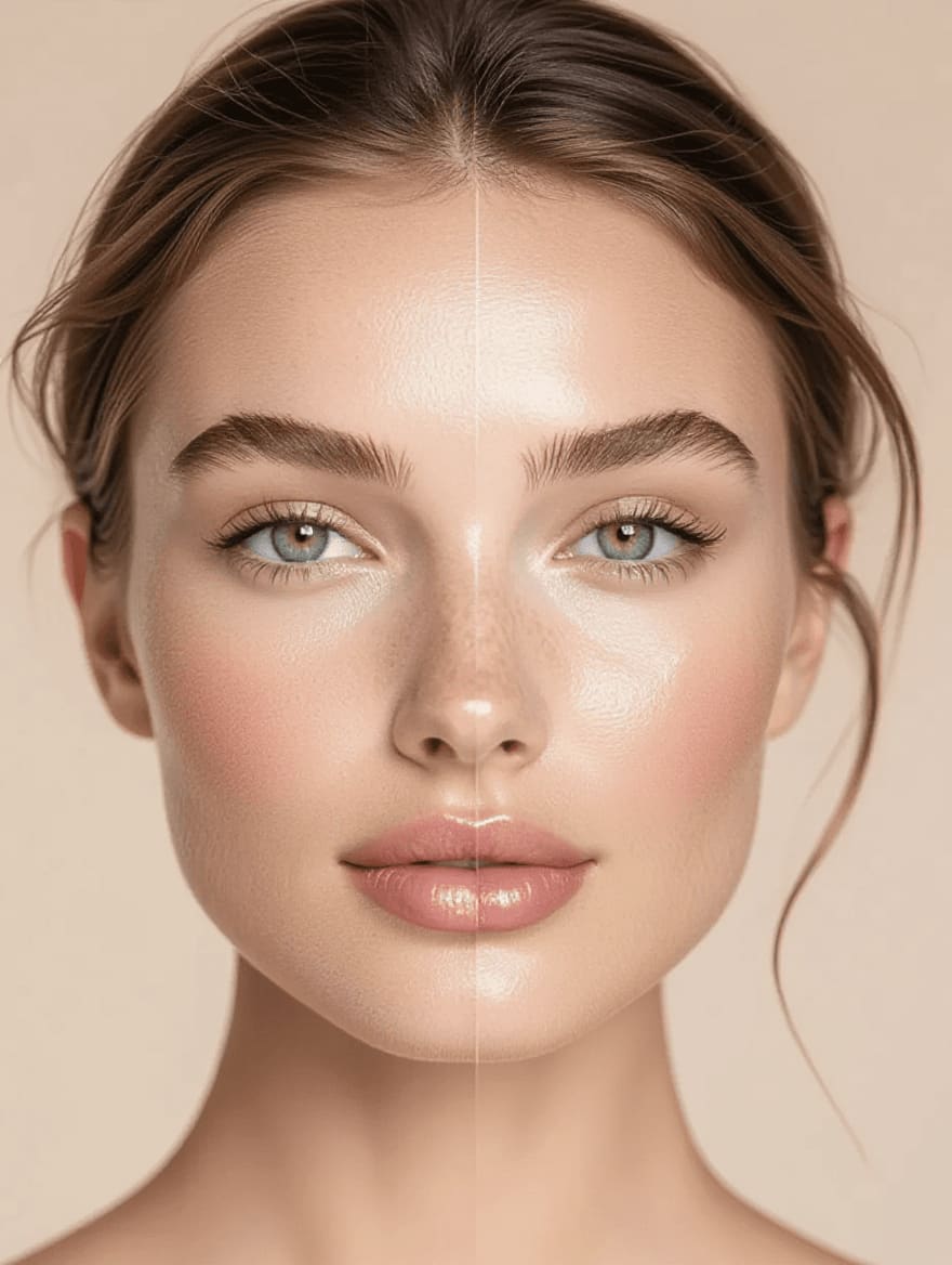 Comparison of matte versus luminous makeup finishes on mature skin with wrinkles