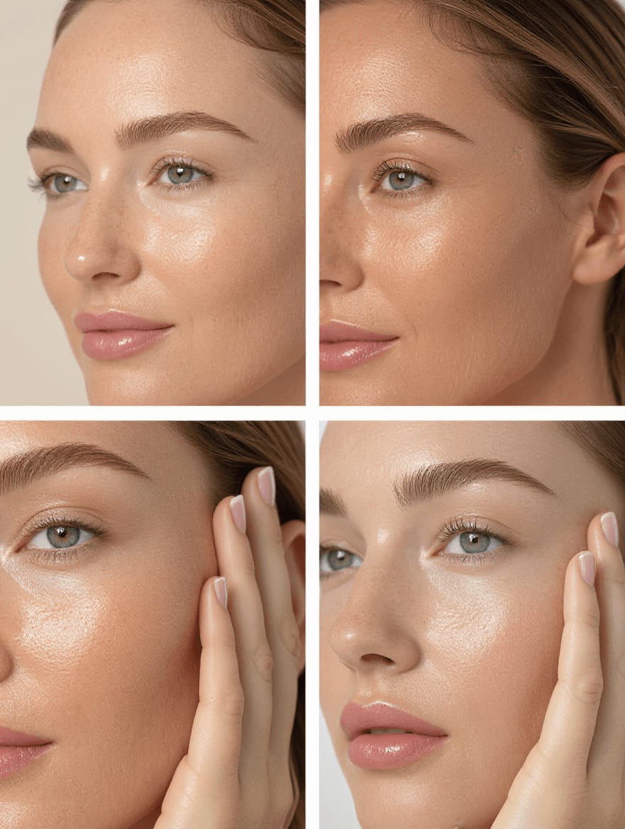 Comparison of foundation on hydrated versus dehydrated mature skin texture