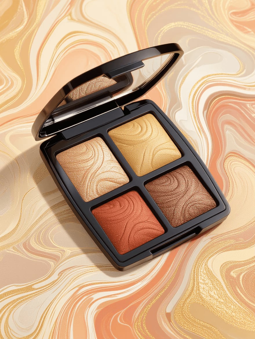 Abstract representation of marbled baked foundation texture