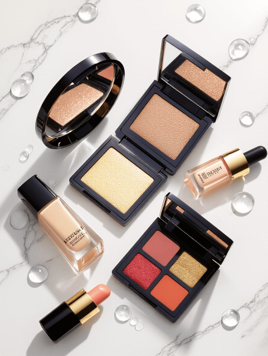 Luminous makeup products for creating dewy finish on mature skin