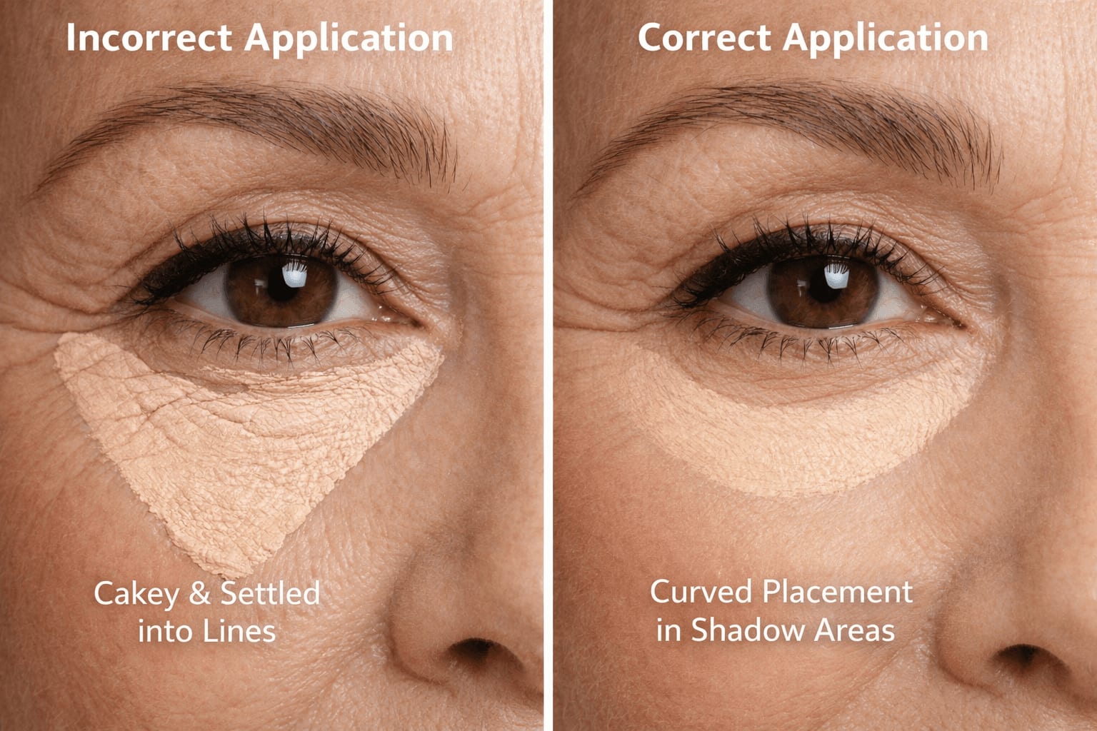 Comparison of concealer placement techniques on mature under-eye skin