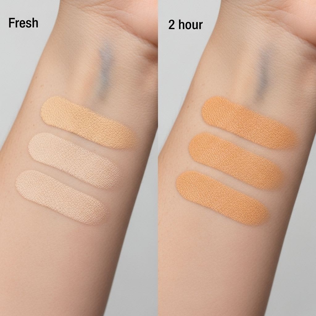Foundation oxidation comparison on fair menopausal skin over time