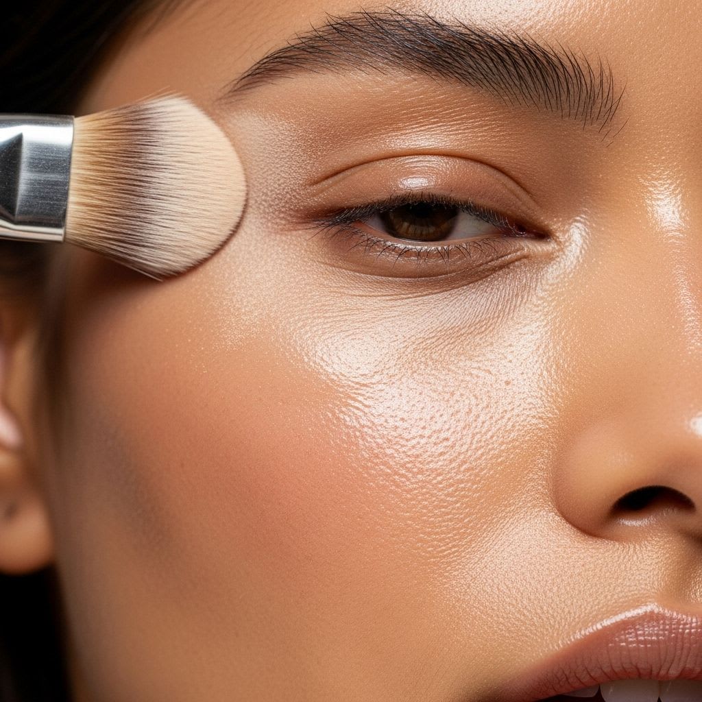 Strategic powder application only to T-zone for combination skin