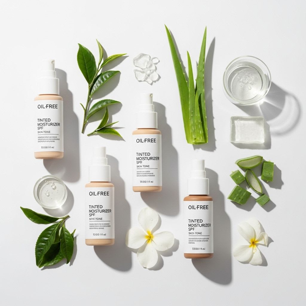 Oil-free tinted moisturizers with SPF and natural hydrating ingredients