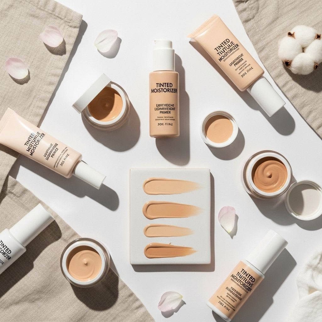 Compatible tinted moisturizer and primer products for menopausal skin