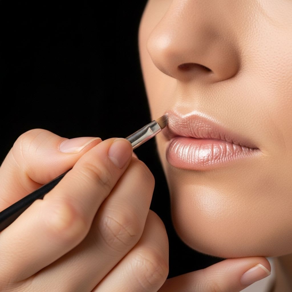 Professional technique applying illuminator to marionette line shadow area