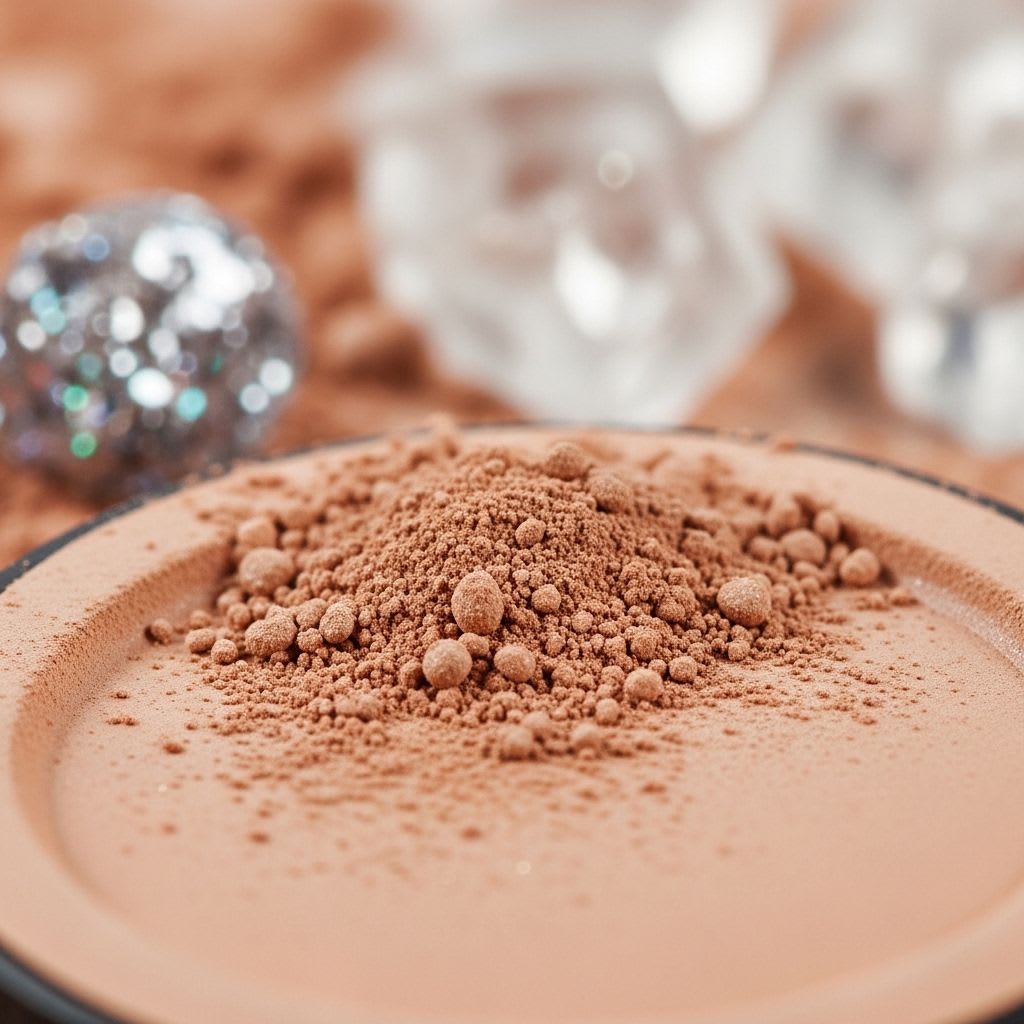 Mineral makeup powder particles and texture suitable for mature skin