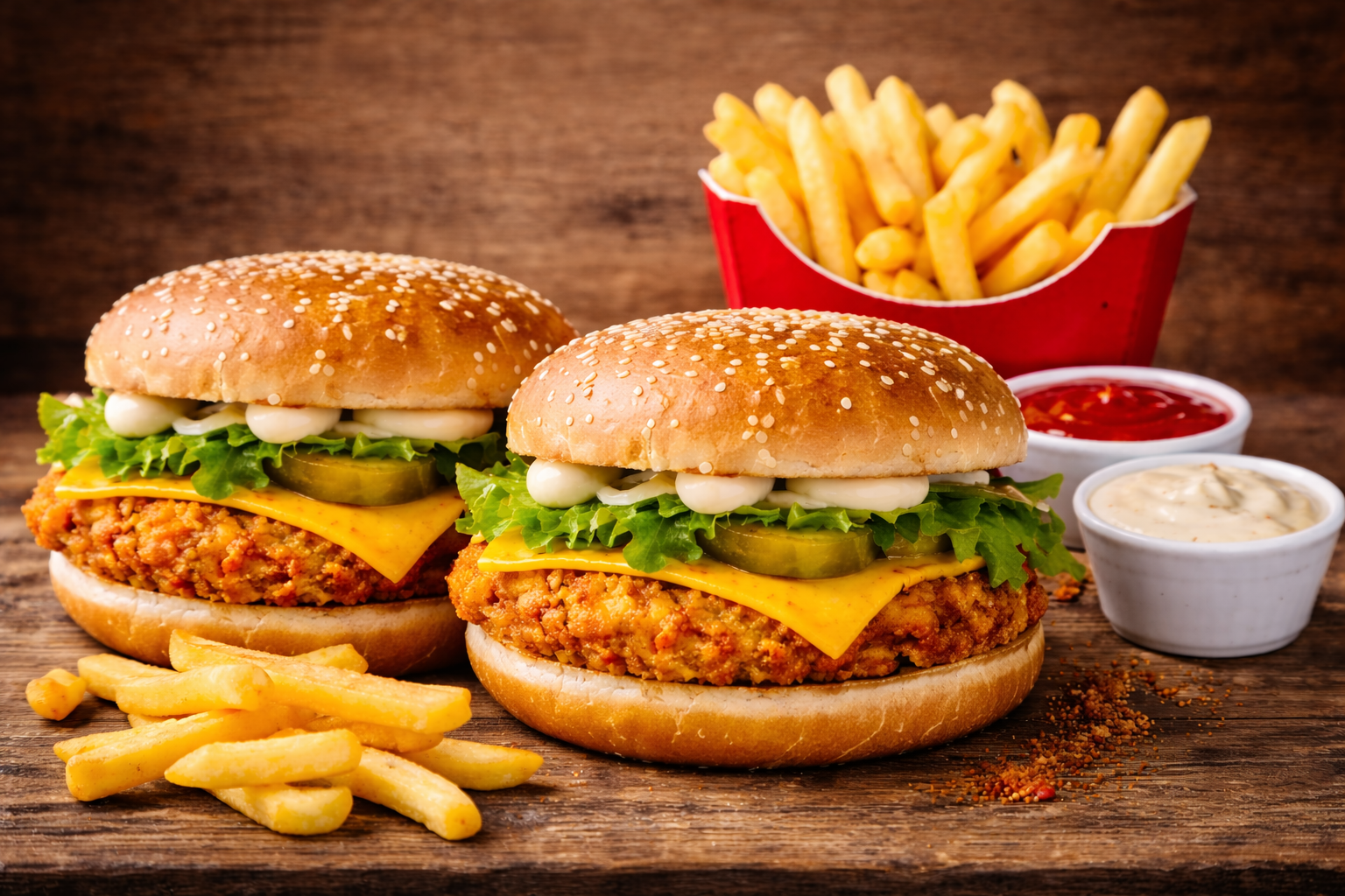 2 Chicken Fillet Burgers and Fries