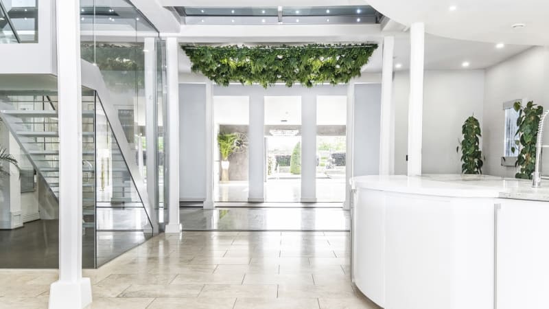 open_plan_flower_ceiling_corporate_event_hire_uk