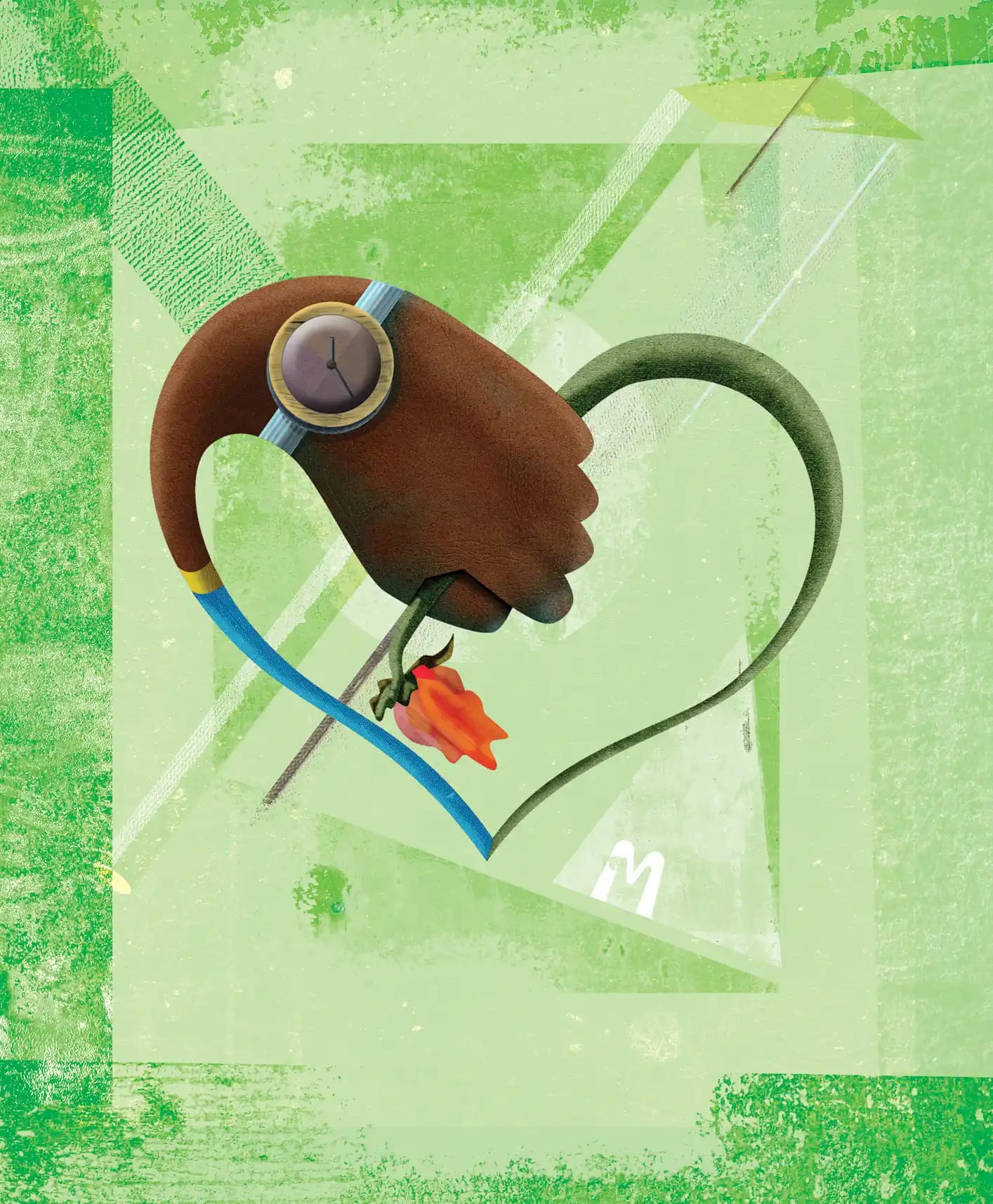 mojaka_love is patient A hand holding a withering rose shaped into the form of a heart.