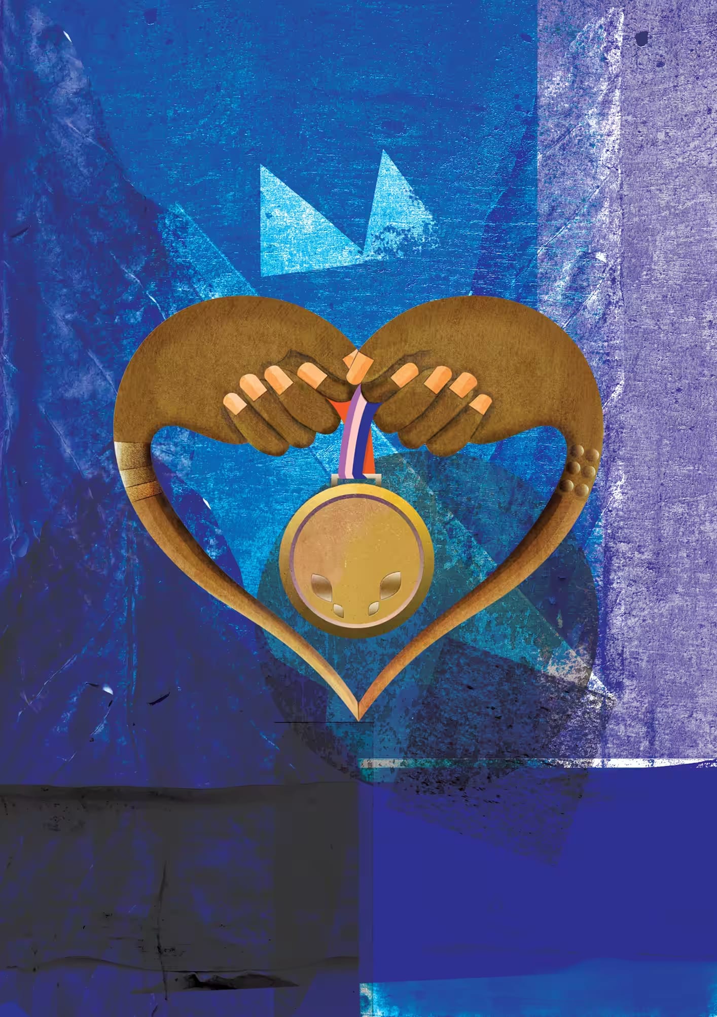 a hand holding a winner's medal to show what love accomplishes