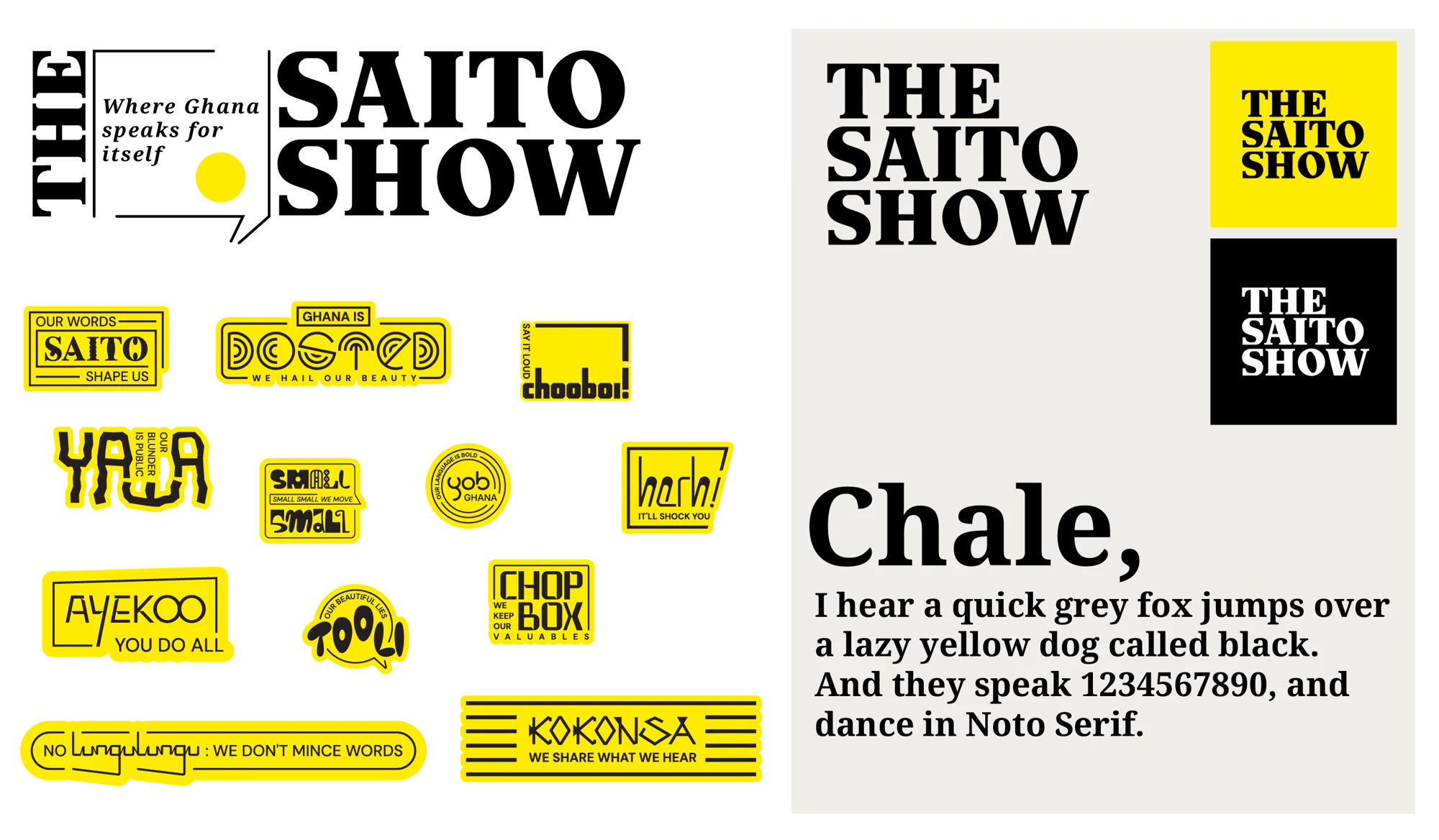 The Saito Show identity, monograms and typography