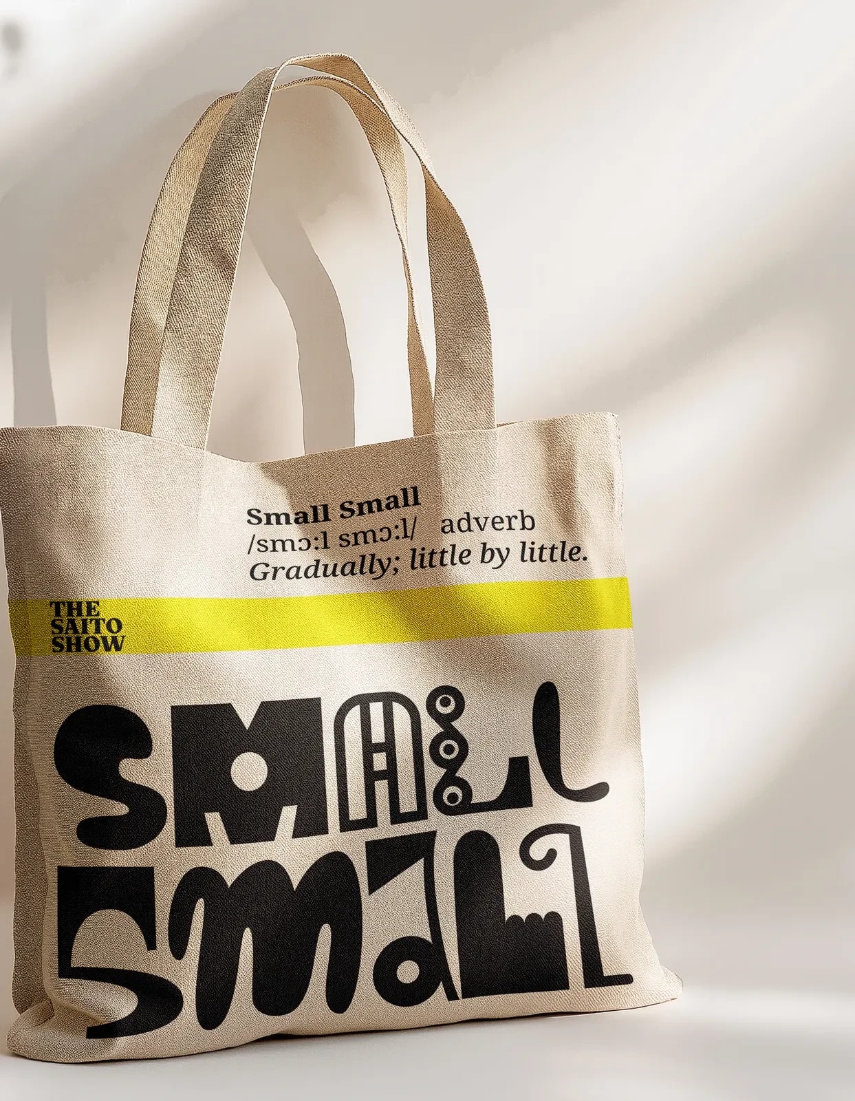 Small Small typographic tote bag