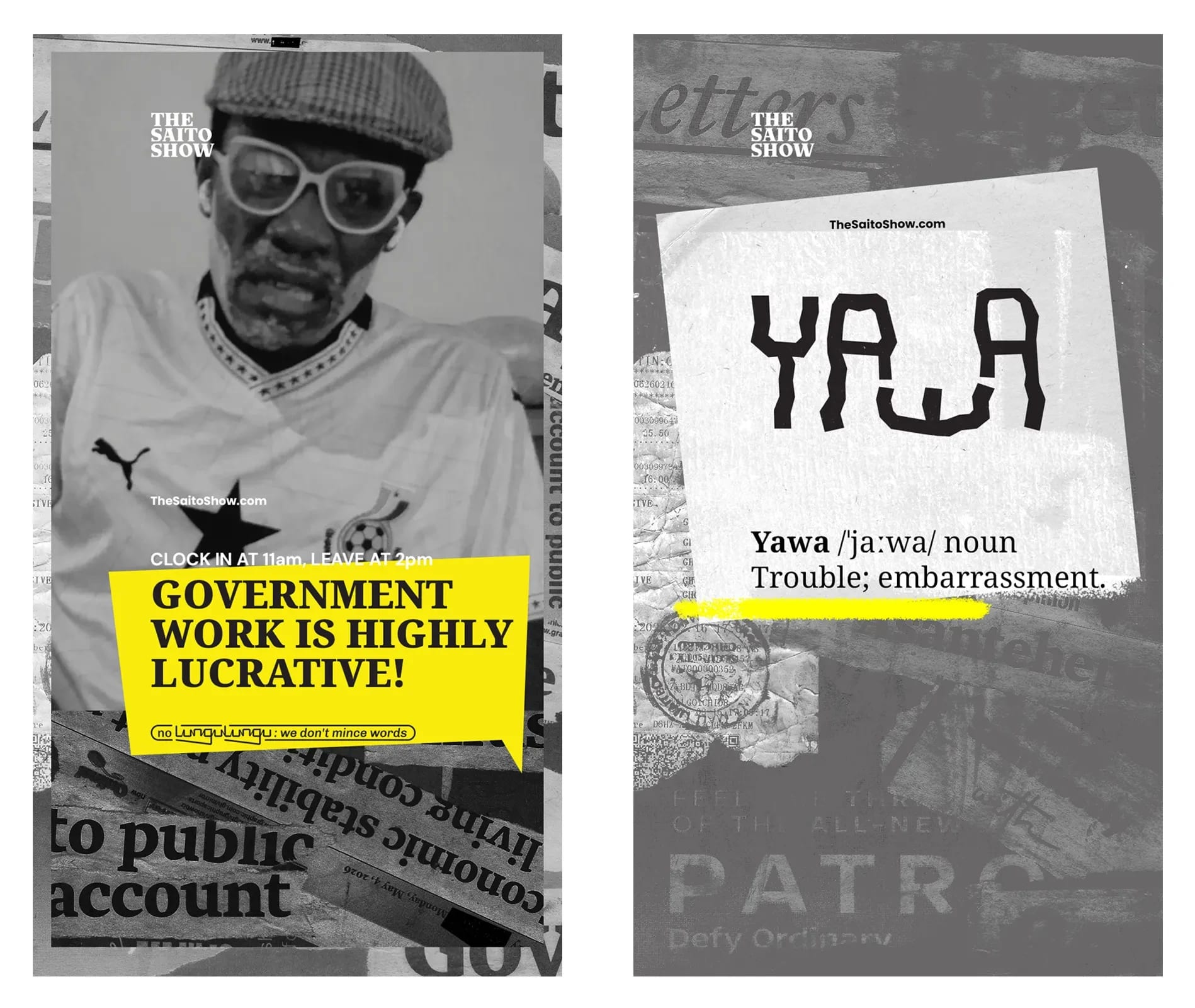 Yawa and political commentary for digital media